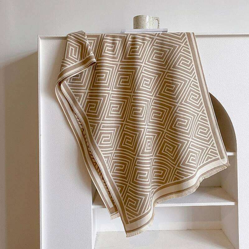 New Winter Cashmere Geometry Scarf for Women Shawl Wrap Female Pashmina Luxury Brand Poncho Thick Blanket Warm Bufanda Echarpe Z260226