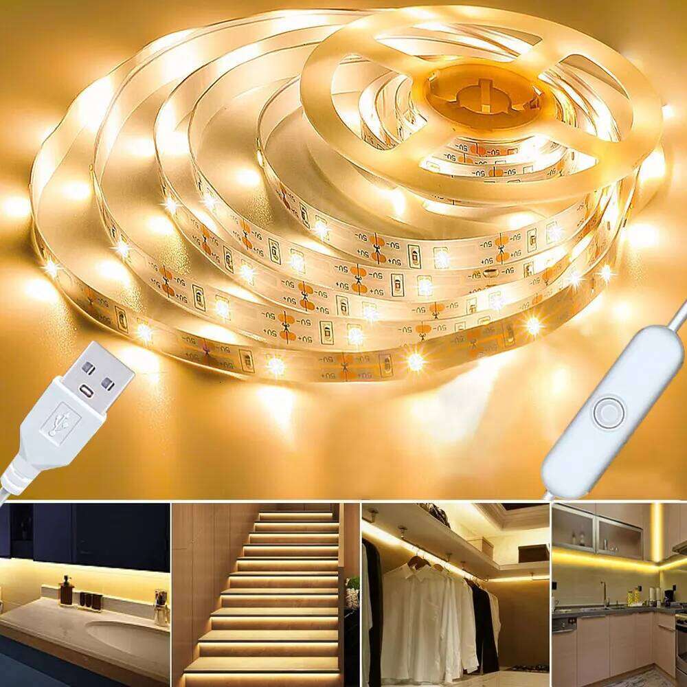 Warm White 5V USB Charing Led Strip Lights Smart TV Backlight For Gaming Decoration Home Bedroom Room Lighting Lamp Z260226