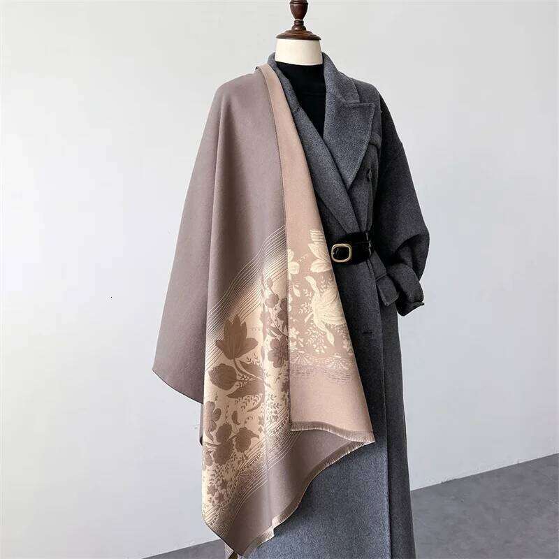 2024 Design Floral Printed Cashmere Scarf Women Winter Pashmina Shawls And Wraps Thick Warm Bufanda Stoles Blanket Luxury Z260226