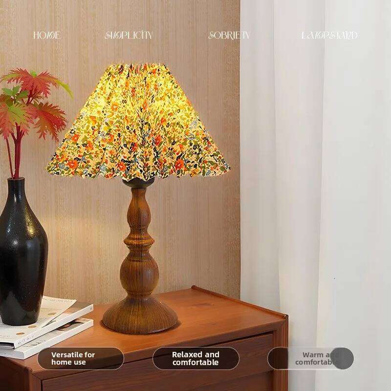 American Retro Wood Grain Bedroom Bedside Wrought Iron Lamp Nordic Simple Living Room Desktop Atmosphere Nostalgic Night Light Z260227