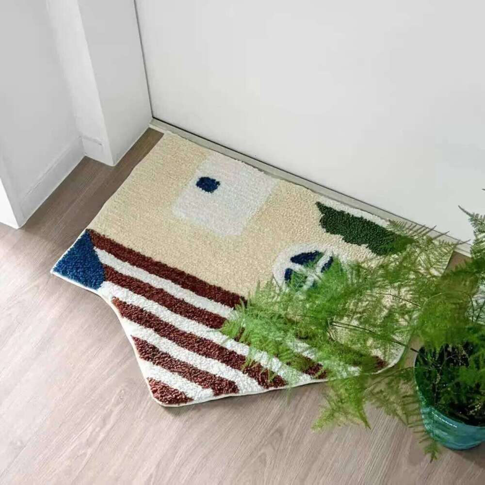 Cartoon House Plush Rugs for Bedroom Irregular Tufted Carpet Household Washroom Floor Mat Korean Style Soft Sketch Area Rug H260226