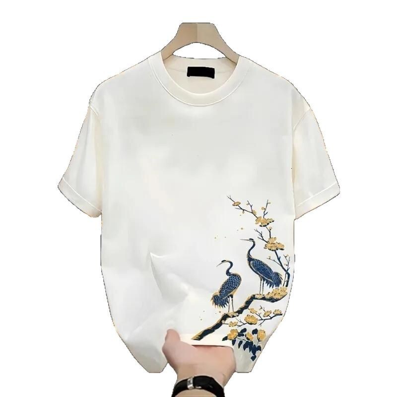2026 Summer New Design Luxury Brand Pure Cotton Men's Short-sleeved T-shirt - Heavy-quality American Style Fashion Brand Loose-fitting Round-neck