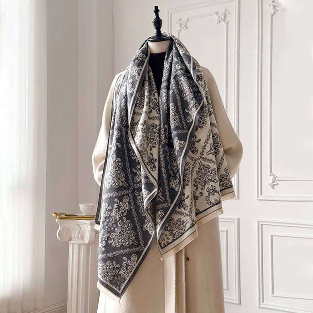 Luxury Brand Two-Sided Ethnic Style Scarf Imitation Cashmere Soft Warm Fringe Pashmina Shawl Winter Coldproof Windproof Blanket Z260226
