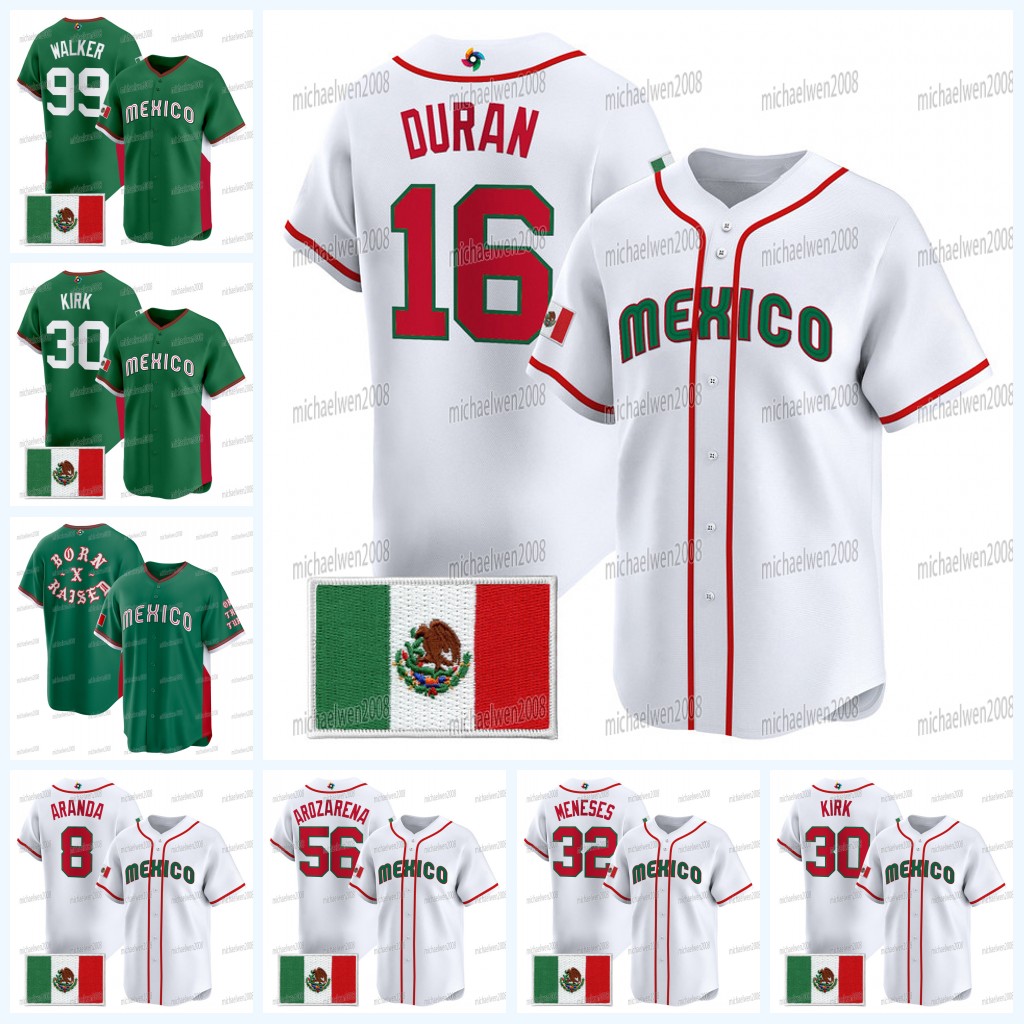 Jarren Duran Team Mexico 2026 Born X Raised WBC Baseball Jersey World Baseball Classic Randy Arozarena Alejandro Kirk Alek Thomas Tellez Taijuan Walker Aranda