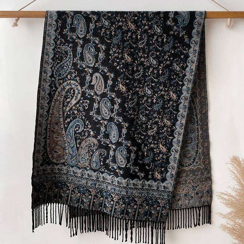 Winter Warm Cashmere Women Paisley Jacquard Scarf Travel Bohemia Style Thicken Tassel Shawl Hijab Wrap Pashmina Floral Z260226
