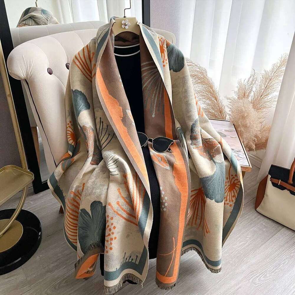 2025 New Winter Warm Cashmere Shawl Fashion Leaf Scarf Women Neckerchief Pashmina Head Scarves Wrap Femal Poncho Echarpe Bandana Z260226
