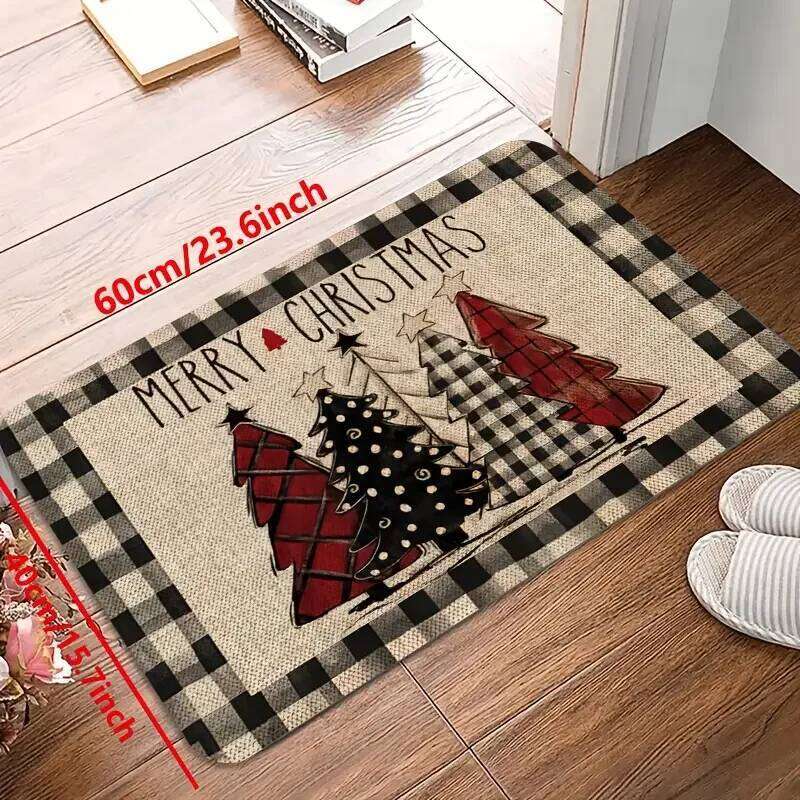 VIKAMA Christmas Tree Theme Rug, Soft Non-Slip Home Decor, Entrance Hall Doormat, Kitchen Two-Piece Set, Bathroom Foot Mat H260226