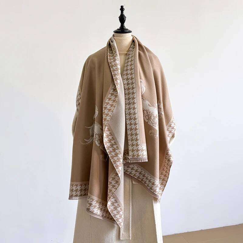 Elegant Zebra Striped Imitation Cashmere Soft Warm Versatile Shawl Coldproof Windproof Blanket Scarf for Autumn Winter Z260226
