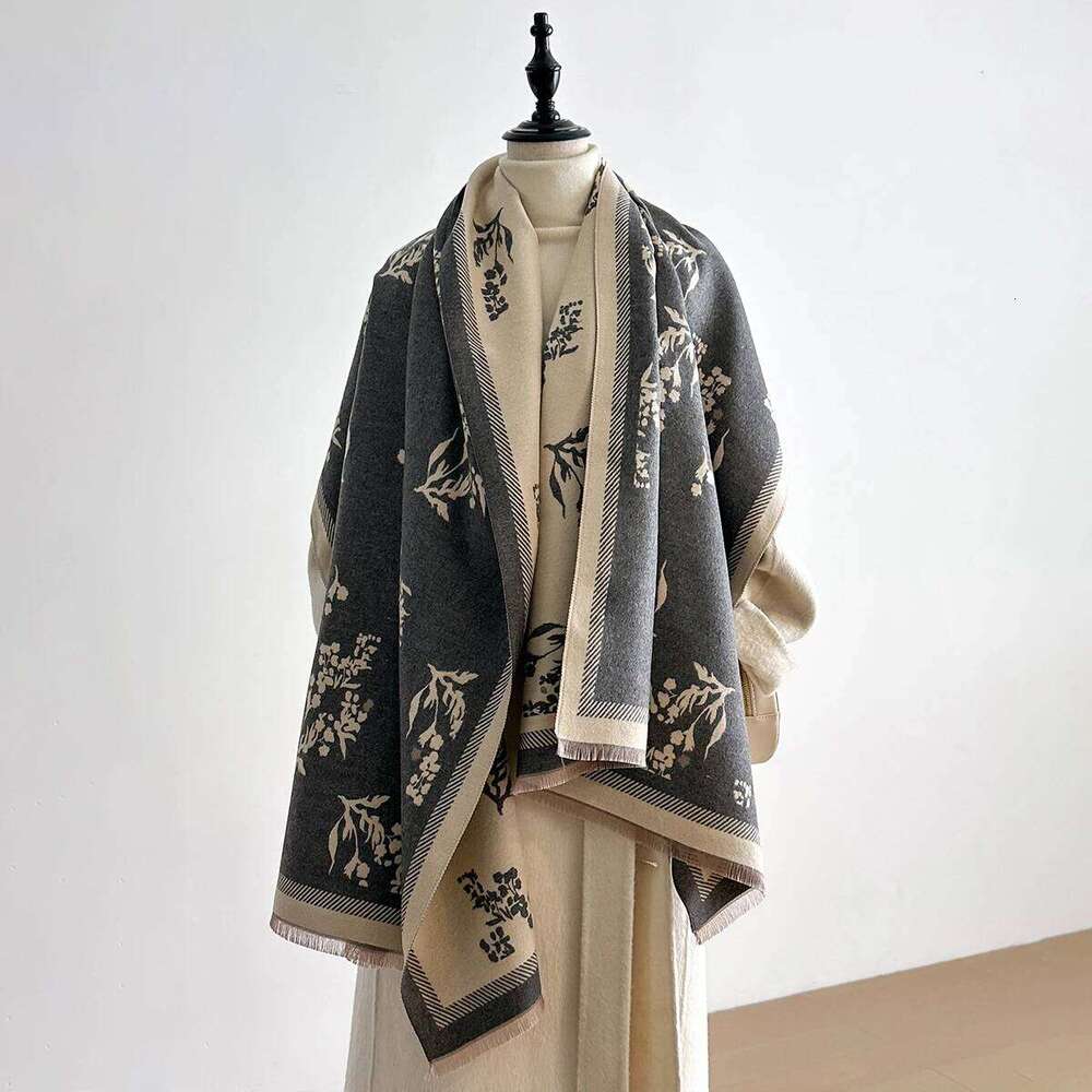 Women Winter Scarf Pashmina Shawls Lady Wraps Thick Warm Floral Pattern Bufanda Echarpe Female Cashmere Imitation Stoles Z260226