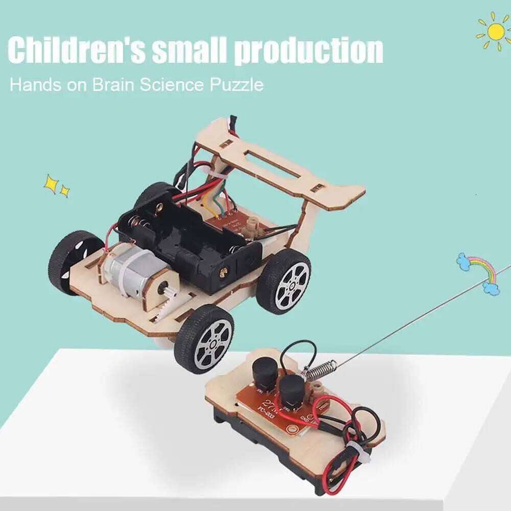 DIY Remote Control Racing Car Model Technology Handmade Materials Children's Science Experiment Set Wooden Plastic H260227
