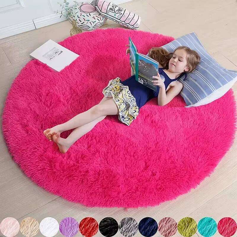 VIKAMA Ultra Soft Shaggy Round Rug Pad Fluffy White Living Home Decor Bedroom Kids Room Salon Thick Pile Carpet H260227 - view 4