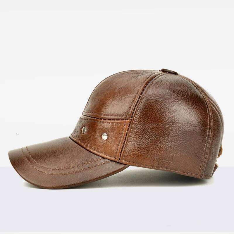 New 2025 Man High Quality Real Leather Baseball Caps Male Casual Cowhide Belt Ear Warm 56-60cm Adjustable Sprot Flight Hats Z260226
