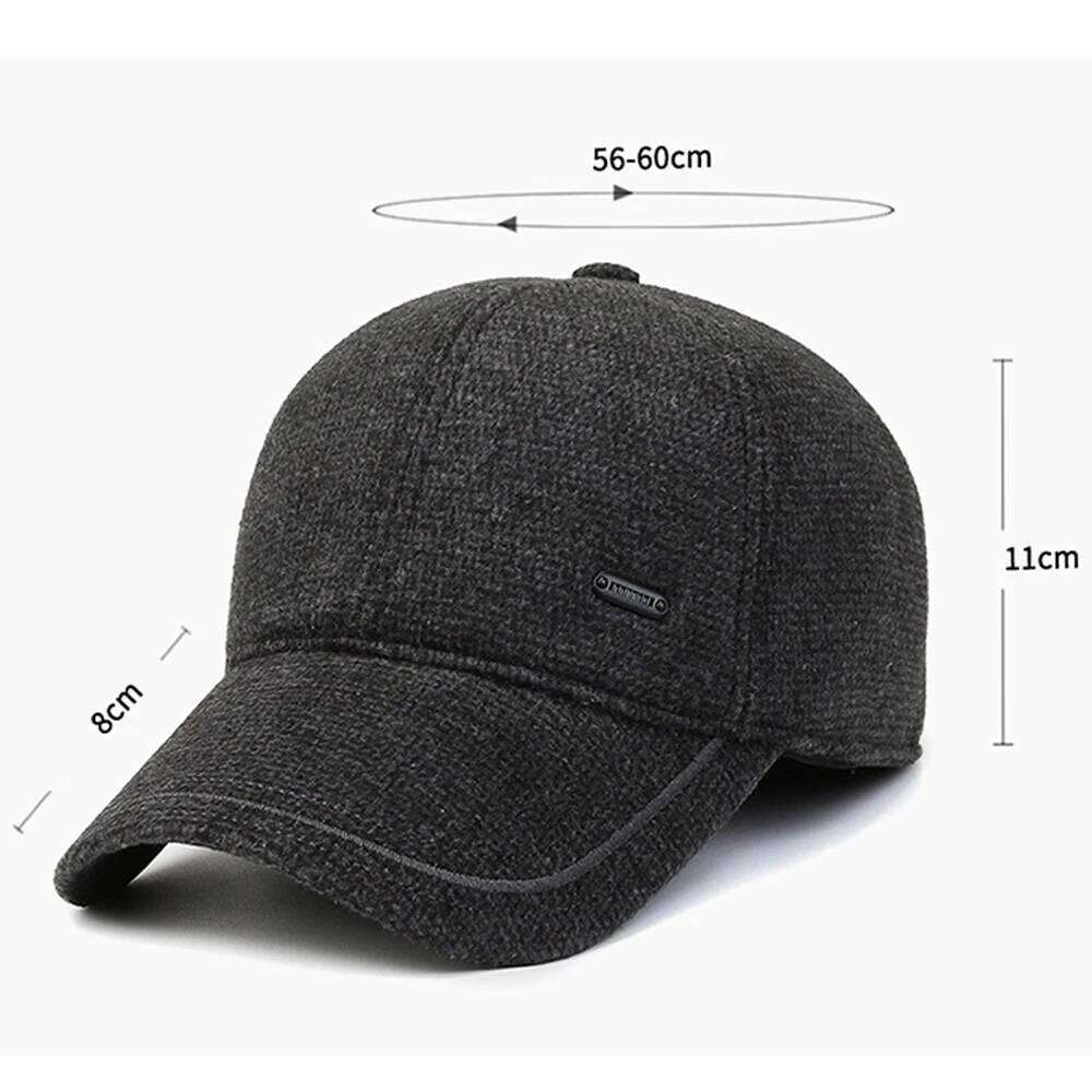 FS Black Plus Plush Winter Baseball Cap For Men Thick Warm Women Earflap Hat Outdoor Windproof Trucker Caps Casquette Homme 2026 Z260226