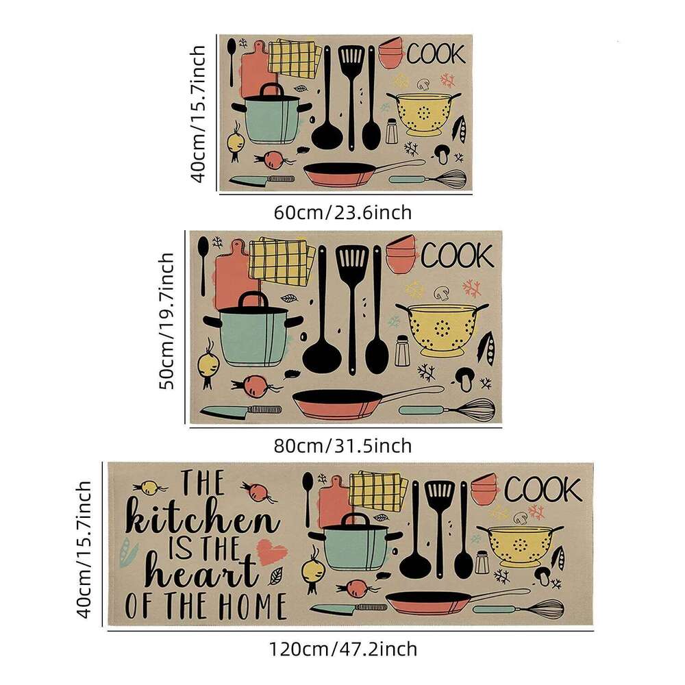 1PC, cartoon knife and fork waterproof door kitchen mat, can wash home decoration carpet mat H260226