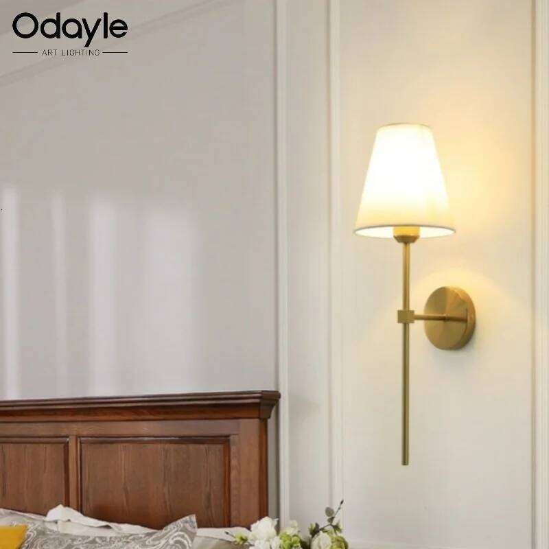 E27 Art Lamp Hotel Corridors Stairs Bedroom Bedside Decor Indoor Vintage American Fabric Blackout Wall Light Z260227