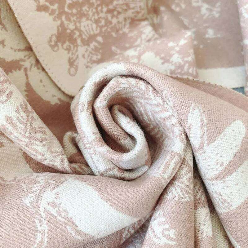 Elegant Faux Cashmere Scarf Shawl Women Warm Autumn Winter Fashion Bird Song Jungle Pattern Wrap for Ladies Z260226