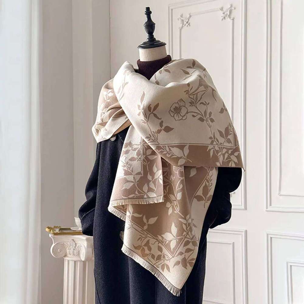 New Winter Cashmere Scarf for Women Camellia Shawl Wrap Female Pashmina Luxury Brand Poncho Thick Blanket Warm Bufanda Echarpe Z260226