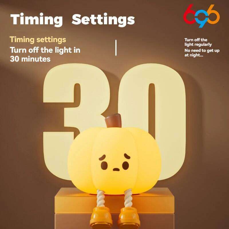 New Cute Night Light Dimmable Silicone Cartoon Pumpkin Lamp With Timer Rechargeable Touch Nightlight For Nursery Bedroom Z260227