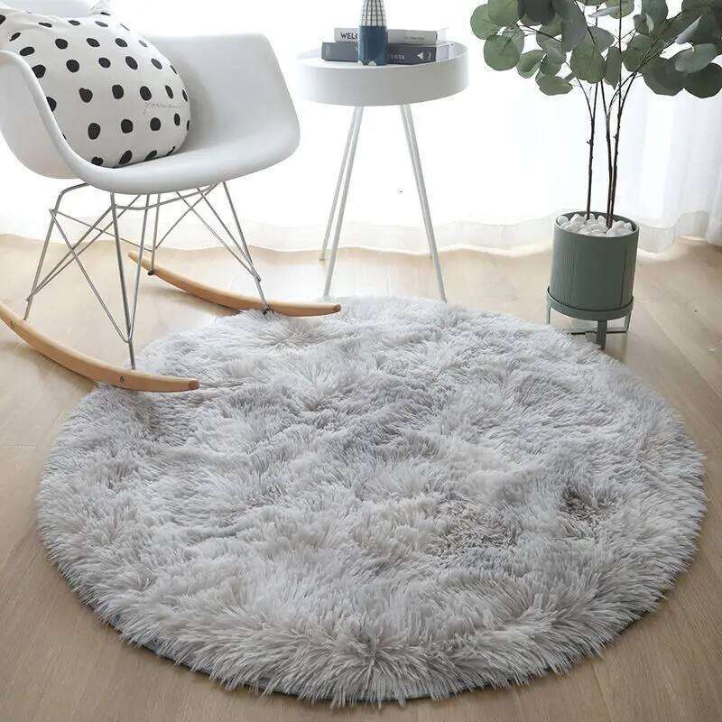 Plush Rugs Round Carpet For Living Room Sofa Foot Pad Fluffy Soft Kids Bedroom Cushion Balcony Hanging Basket Mat H260226