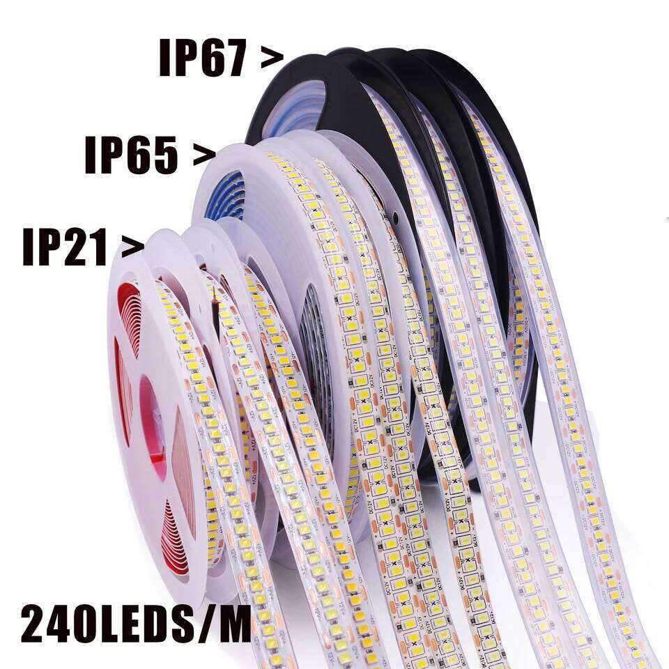DC 12V 24V SMD 2835 240Leds/M LED Strip Waterproof IP65 IP21 Warm/Natural White Home Decor Flexible Ribbon Tape Light Z260226