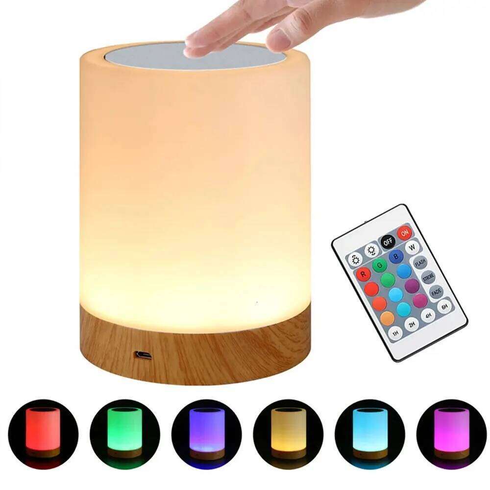 Touch Bedside Bedroom Night Dimmable Desk Remote Control 13 Color Changing Light, Timed Shutdown, USB Charg Z260227