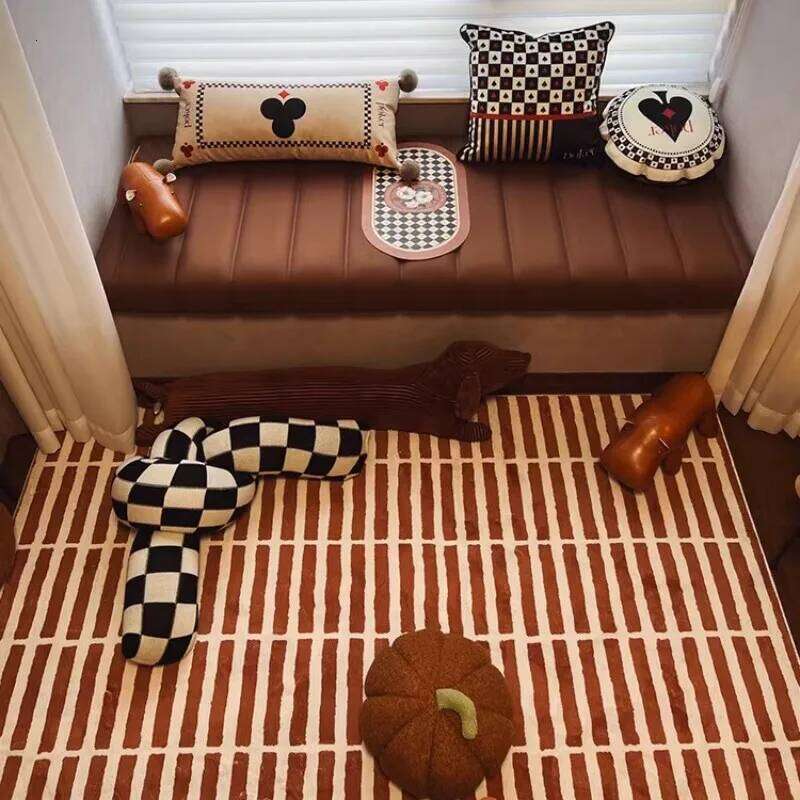 VIKAMA Scandinavian Style Striped Facecloth Carpet Brown And White Simple Design Living Room Sofa Area Home Decoration H260227 - view 5