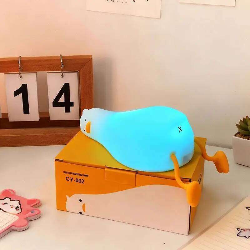 LED Children Night Light Rechargeable Silicone Squishy Duck Child Holiday Gift Sleeping Creative Bedroom Desktop Decor Lamp Z260227