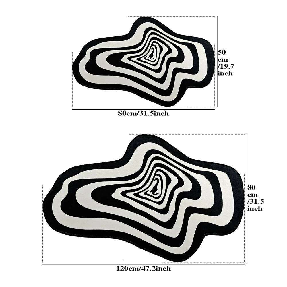 VIKAMA Trendy Creative Irregular Black White Abstract Carpet For Living Room Coffee Table And Floor Mat Home Decoration H260226