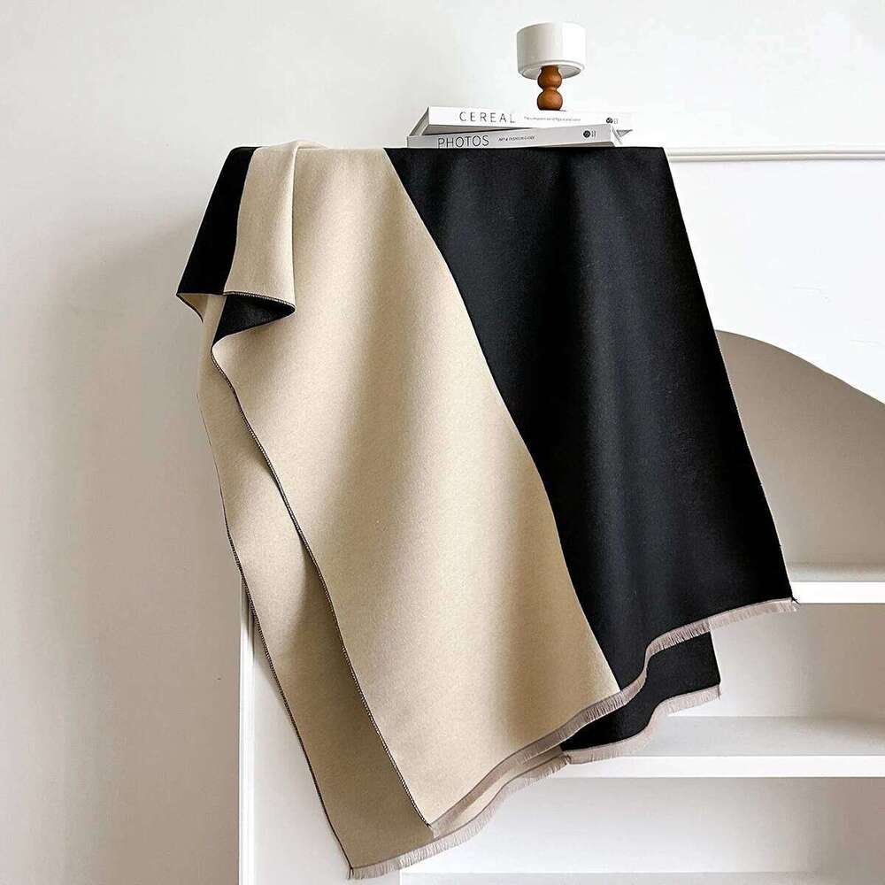 Women Winter Scarf Pashmina Shawls Lady Wraps Thick Warm Two Tone Color Block Bufanda Echarpe Female Cashmere Imitation Stoles Z260226