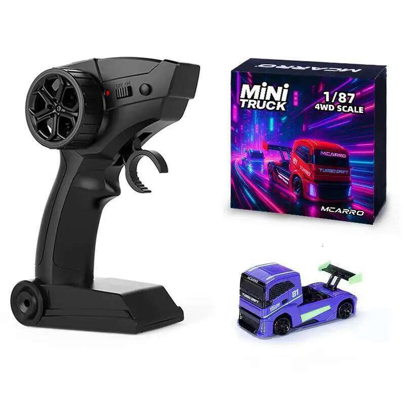 MC081 1:87 Mini Drift Truck - 4WD High-Speed 2m/s 45min Playtime 2.4GHz RC Car with LED Lights Perfect Desktop Racing Toy H260227
