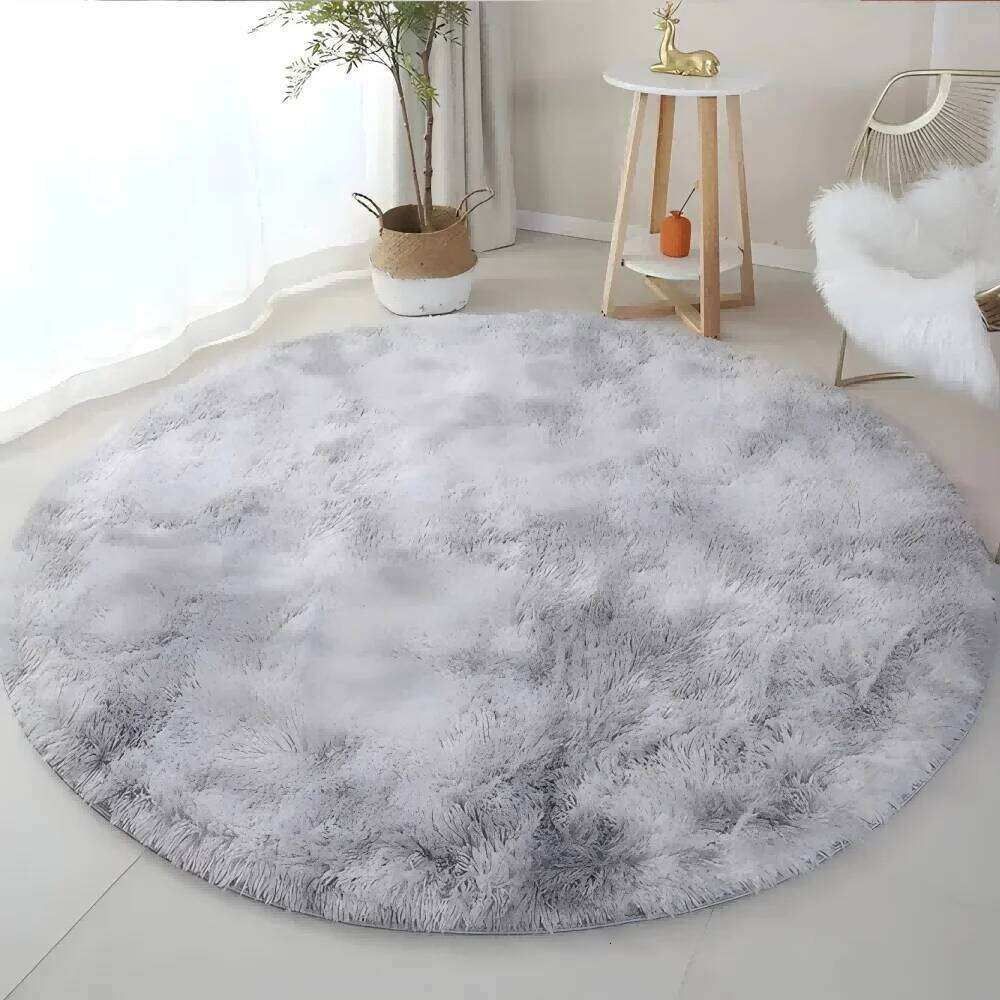 100/120/140/160 Round Rug Fluffy Soft Area Rugs for Kids Girls Room Princess Castle Plush Shag Carpet Cute Circle Bedroom Decor H260226