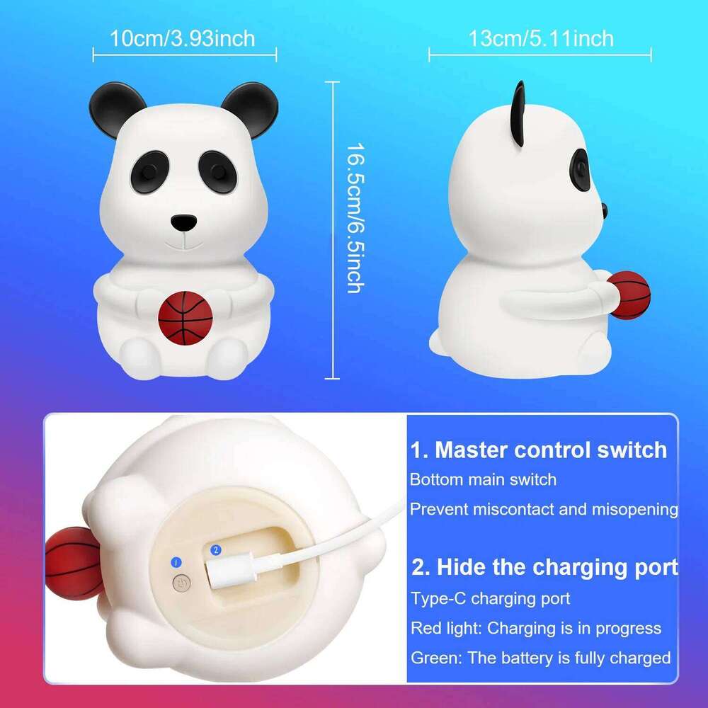 Creative Panda Night Light with Remote Control, Multi-Color Adjustment, Suitable for Various Room Types Z260227