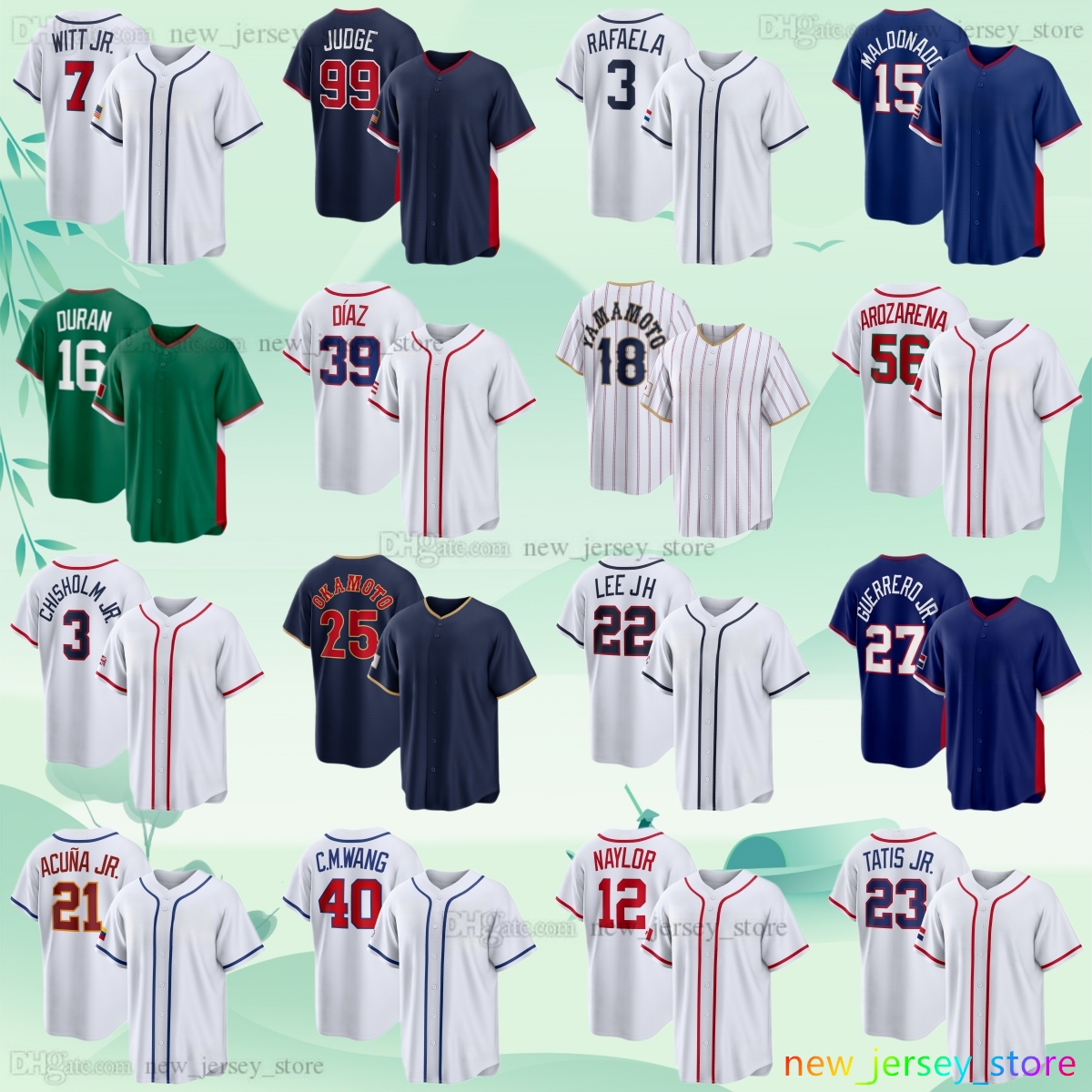 2026 World Baseball Jersey 99 Aaron Judge 7 Bobby Witt Jr. 12 Kyle Schwarber 24 Bryce Harper 30 Paul Skenes 4 Pete Crow-Armstrong Nolan McLean Skubal Custom S-6XL Jerseys