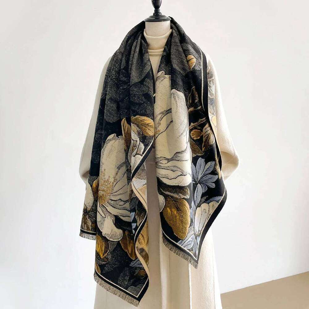 2025 New Ladies Autumn Winter Double Sided Jacquard Scarf Shawl With High End Flower Design Premium Imitation Cashmere Z260226