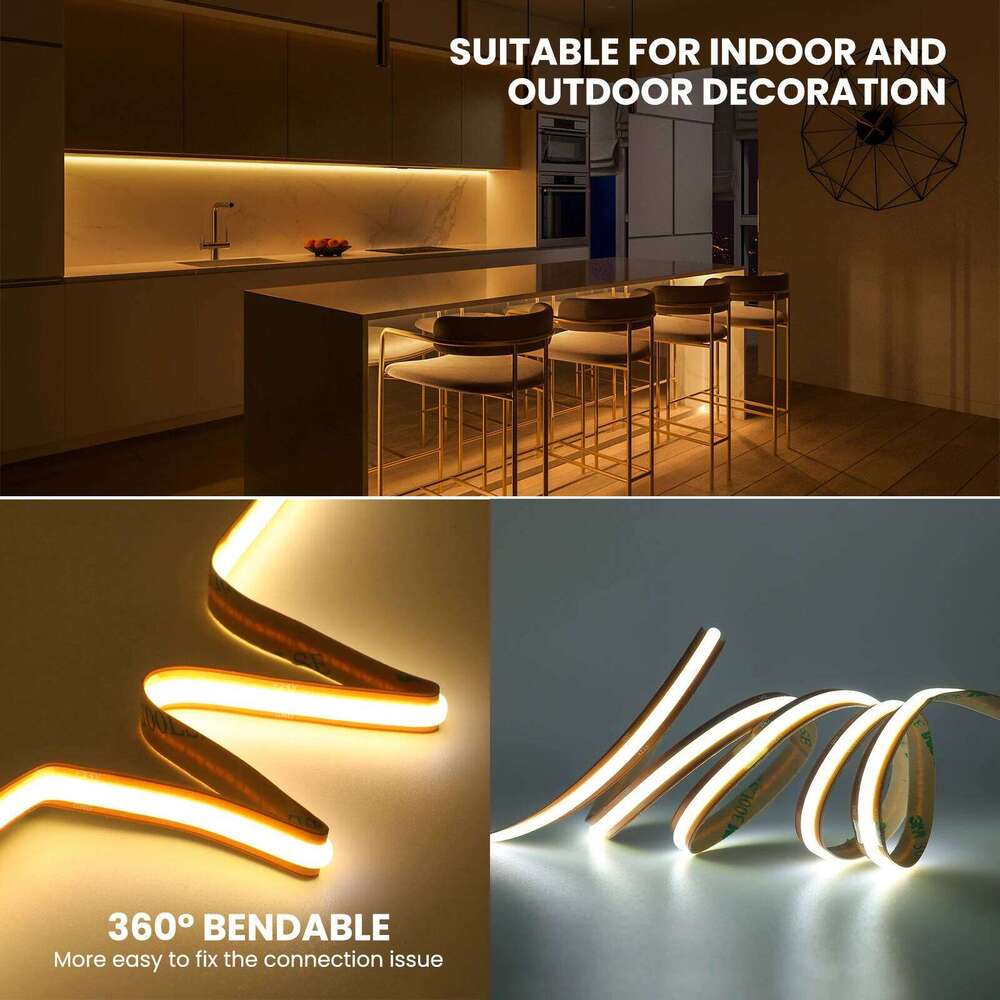 Free Cut LED DC 12V 24V Super Bright 528LEDS/M Self Adhesive Flexible Ribbon Strip Light For Home Decor 0.5M 5M 10M Z260226