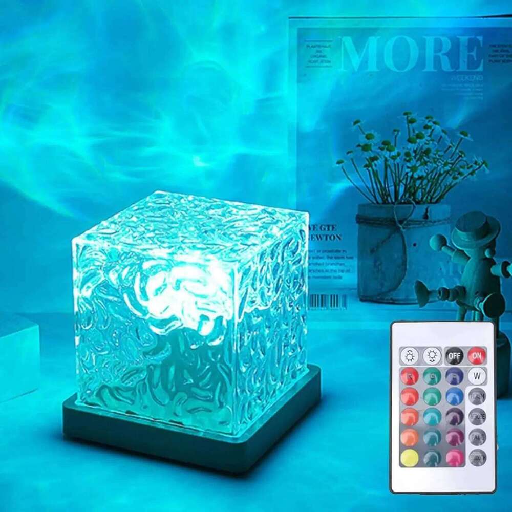 Wave Projector Light Ocean Lava Lamp Luminorthe Northern Lights Cube w/16 Colors,Dynamic Ripple Effect,Living Room Z260227