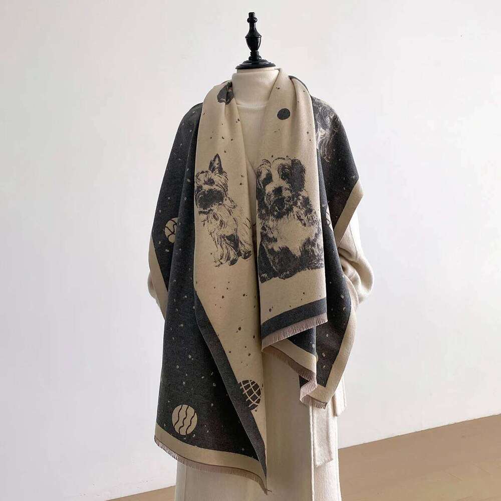 Animal Design Winter Dog Print Imitation Cashmere Jacquard Scarves High Quality Women Thicken Wrap Shawl Ladies Pashmina Scarf Z260226