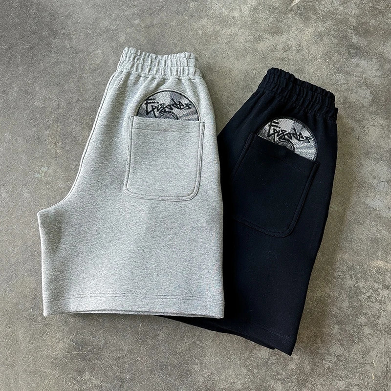 Spring Personalized CD Embroidery Pattern Shorts Casual Comfortable Versatile Retro Street Trendy Sweatpants 260227