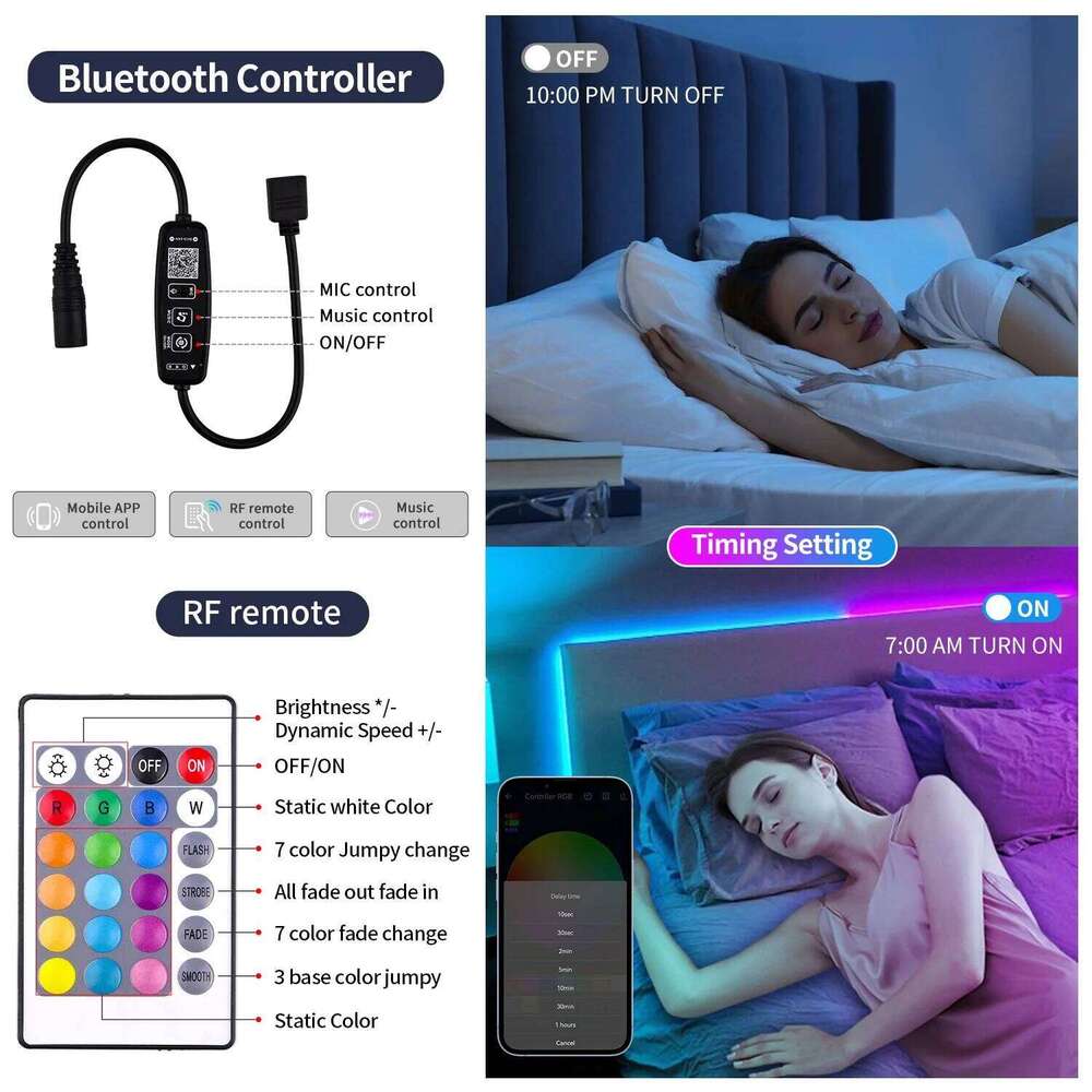 RGB COB Strip Lights with RF Remote Controller Set 2880 LEDs DC24V Flexible 16.4ft LED Tape Light Indoor Decor Lighting Z260226