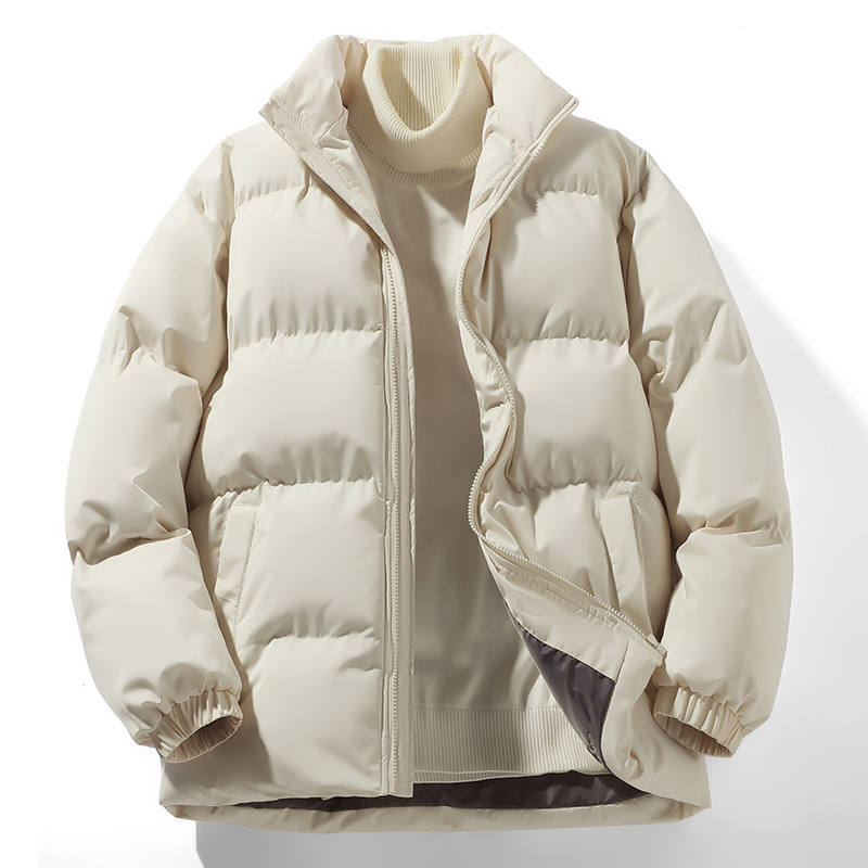 Men's Fall & Winter Puffer Jacket, Hong Kong Style Loose Stand Collar Cotton Coat, Ins-style Versatile Padded Outerwear
