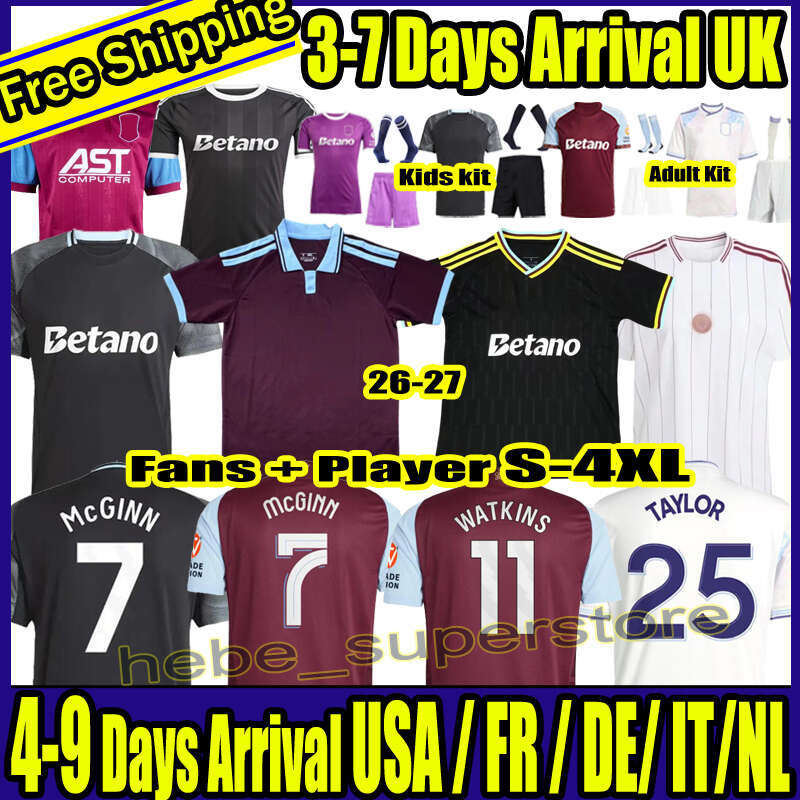 S-4XL Mens top 25 26 27 Aston goalkeeper BAILEY MALEN soccer jersey home away third 2025 2026 2027 villa McGINN ONANA WATKINS KONSA MARTINEZ Men kids kit