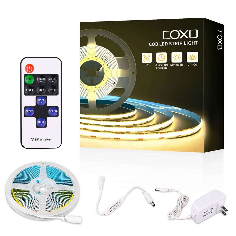 Full COB LED Strip Light Set 1600 LEDs Flexible RF Remote Dimmable Led Tape DC12V High Density RA90 Linear Lighting Indoor Decor Z260226