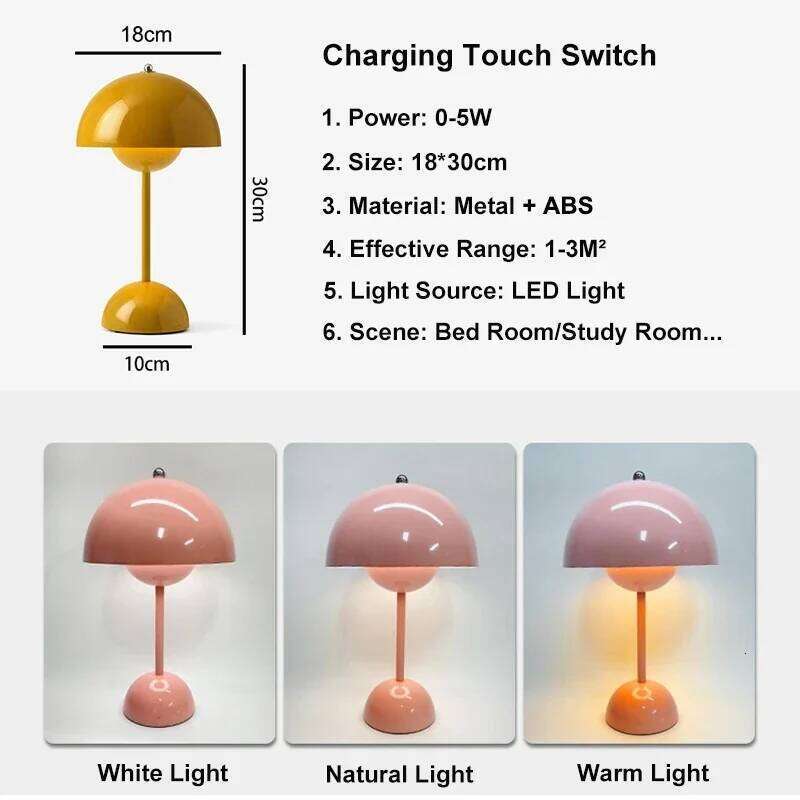 Modern mushroom night light, touch color changing bedroom bedside atmosphere lamp, home decor desktop decorations Z260227