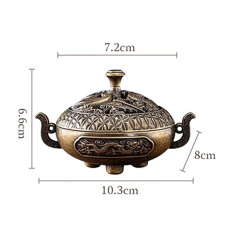 Incense Burner Antique Hollow with Cover Chinese Ancient Mini Ornament for Home Office DecorT260227