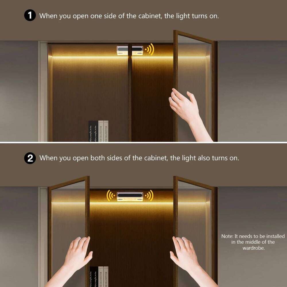 Smart Door Motion Sensor Strip Light 24V COB, LED Tape Lights, Cuttable for Cabinet/Wardrobe/Shelf Lighting, EU/US Plug Z260226