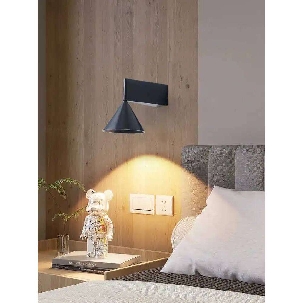 Italian Minimalist aluminum conical geometric bedside warm wall lamp for living dining room corridor and hallway Z260227