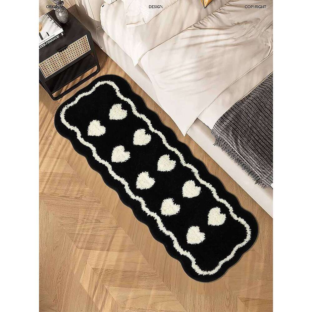 VIKAMA Cream Wind Bedroom Rug Blanket Long Bed Front Floor Sofa End Table Non-Slip Feet Cushion Home Decor H260226