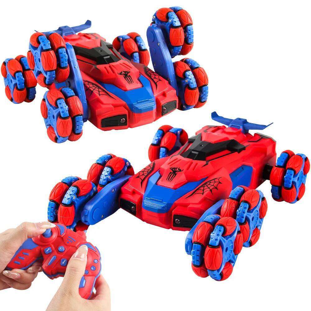 Spider 2.4G Wireless Remote Control Children Stunt Climbing Spray Light Deformation Racing USB Charge Car Toy For Kids Gifts H260227
