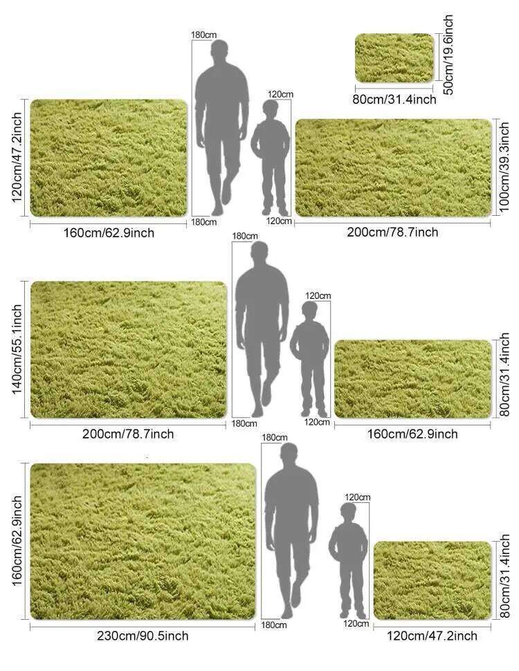 Plush Carpet Living Sofa Coffee Table Rug Green Pink Fluffy Soft Blankets Area Rugs Children's Room Non-Slip Mat Home Decor H260226