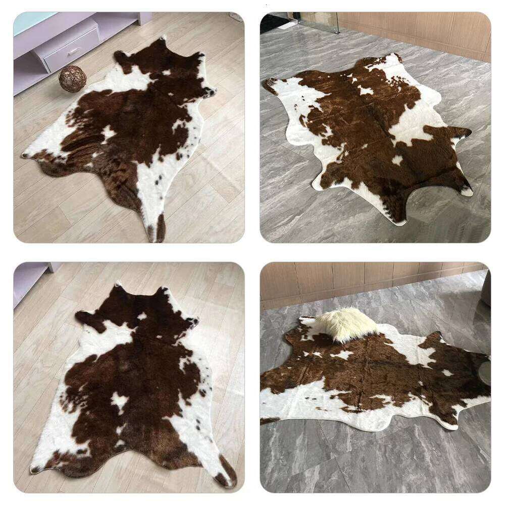 Living Cow Pattern Carpet Area Rugs Floor for Room Animal Print Imitation Livingroom H260226